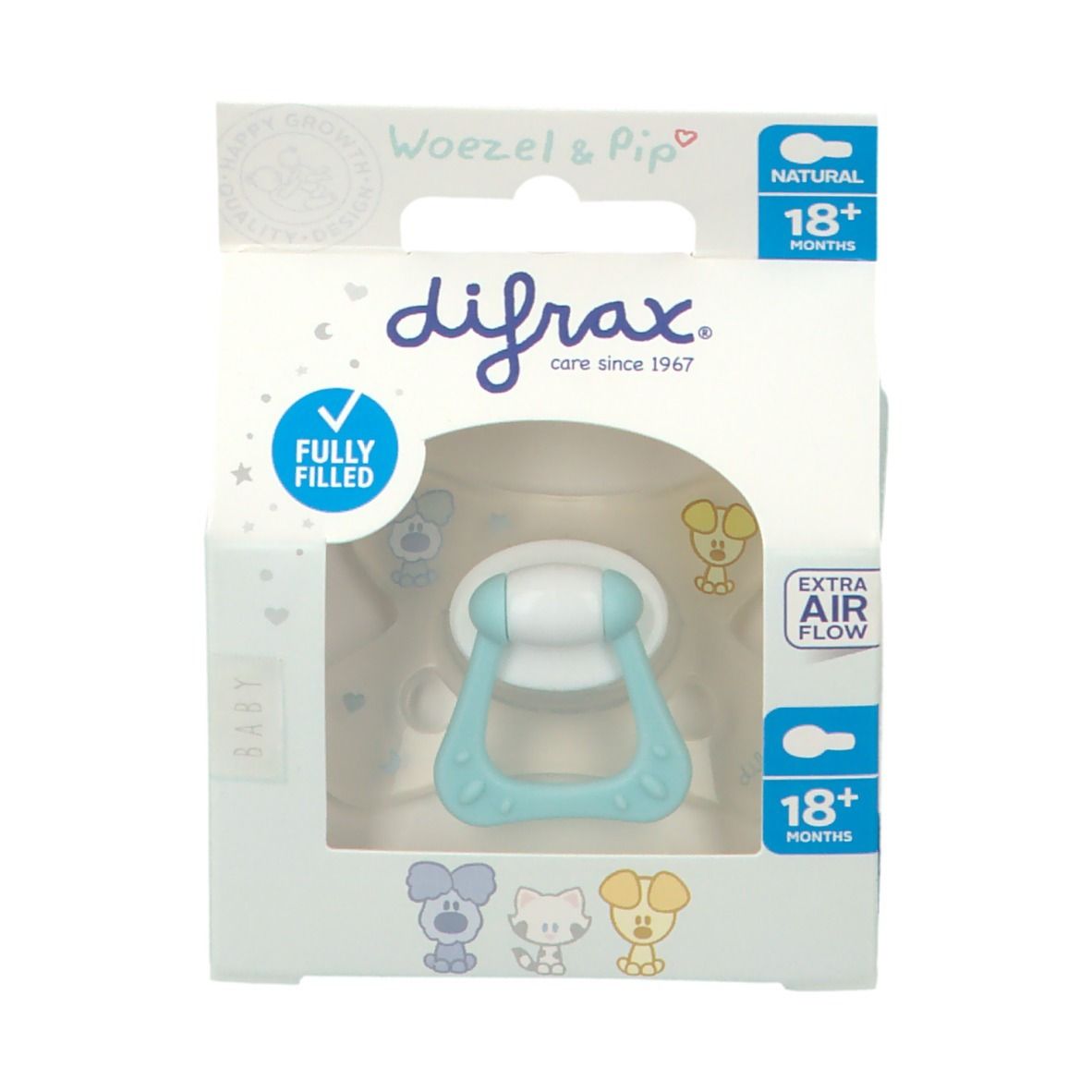 Difrax® Sucette Natural Woezel & Pip +18 mois