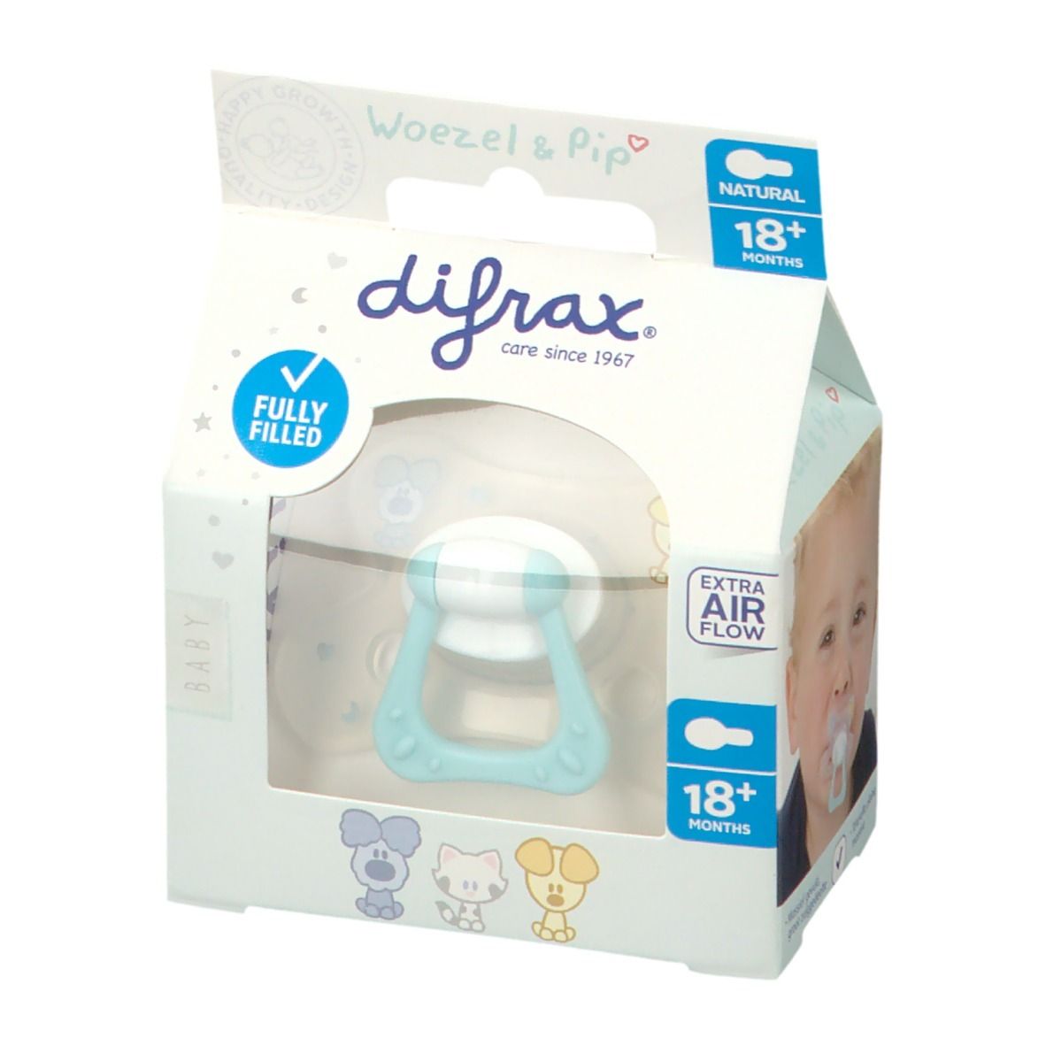 Difrax® Sucette Natural Woezel & Pip +18 mois