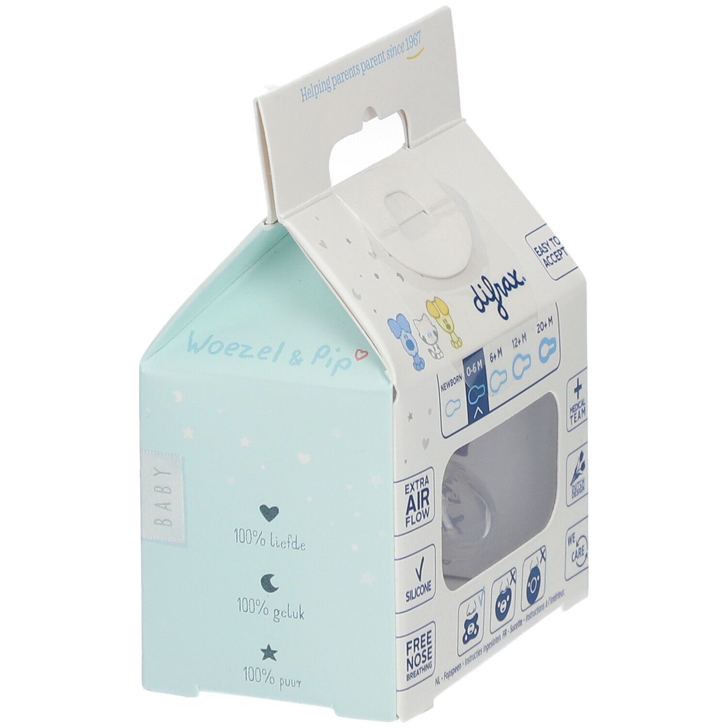 Difrax® Schnuller Natural Woezel & Pip 0-6 Monate