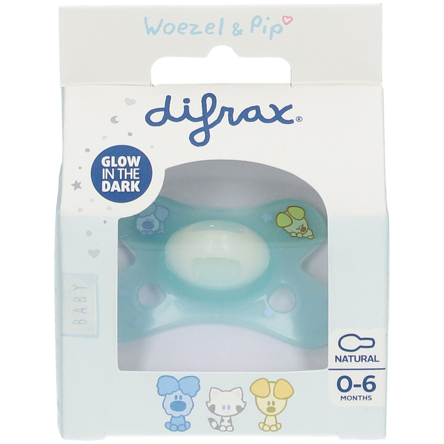 Difrax® Schnuller Natural Woezel & Pip 0-6 Monate