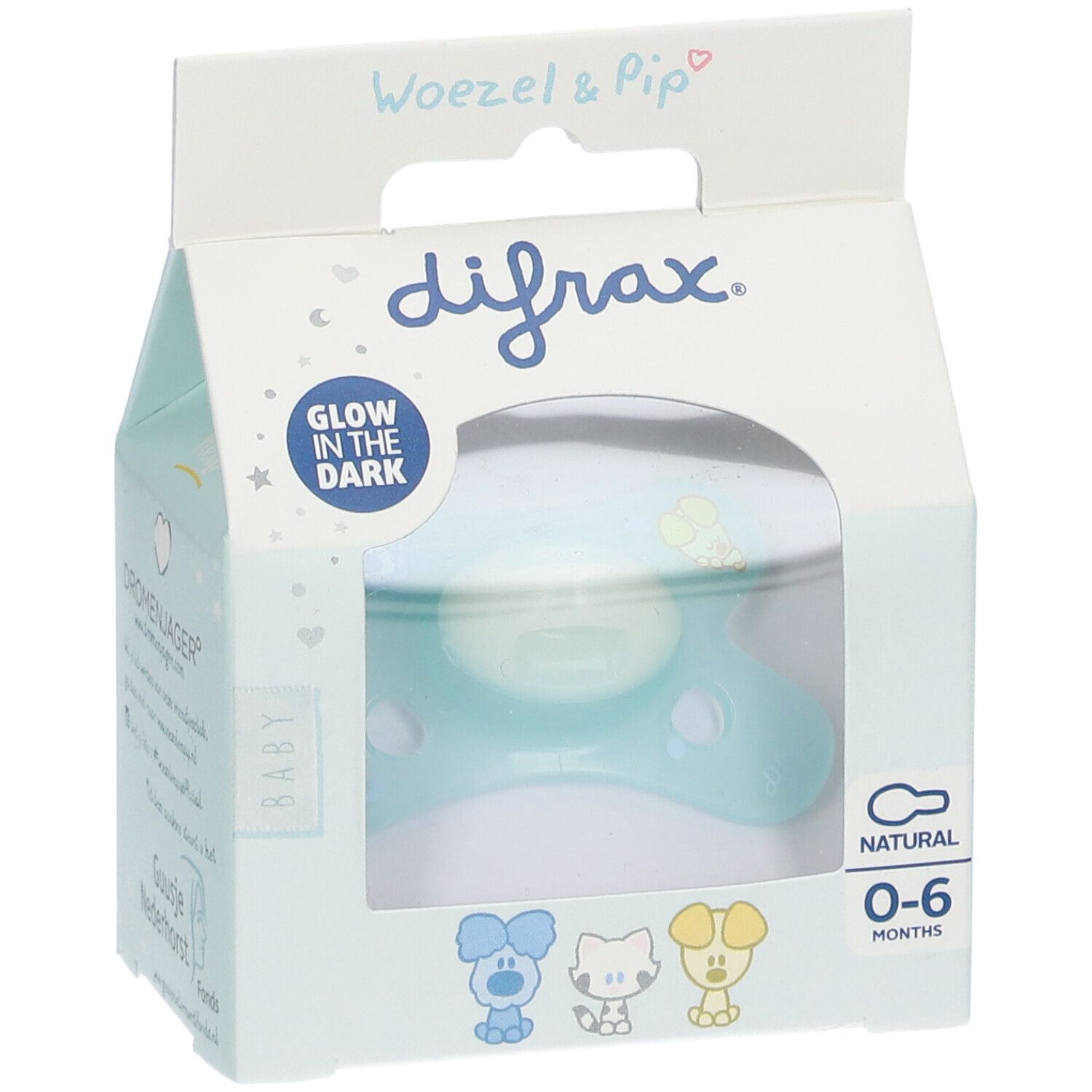 Difrax® Schnuller Natural Woezel & Pip 0-6 Monate