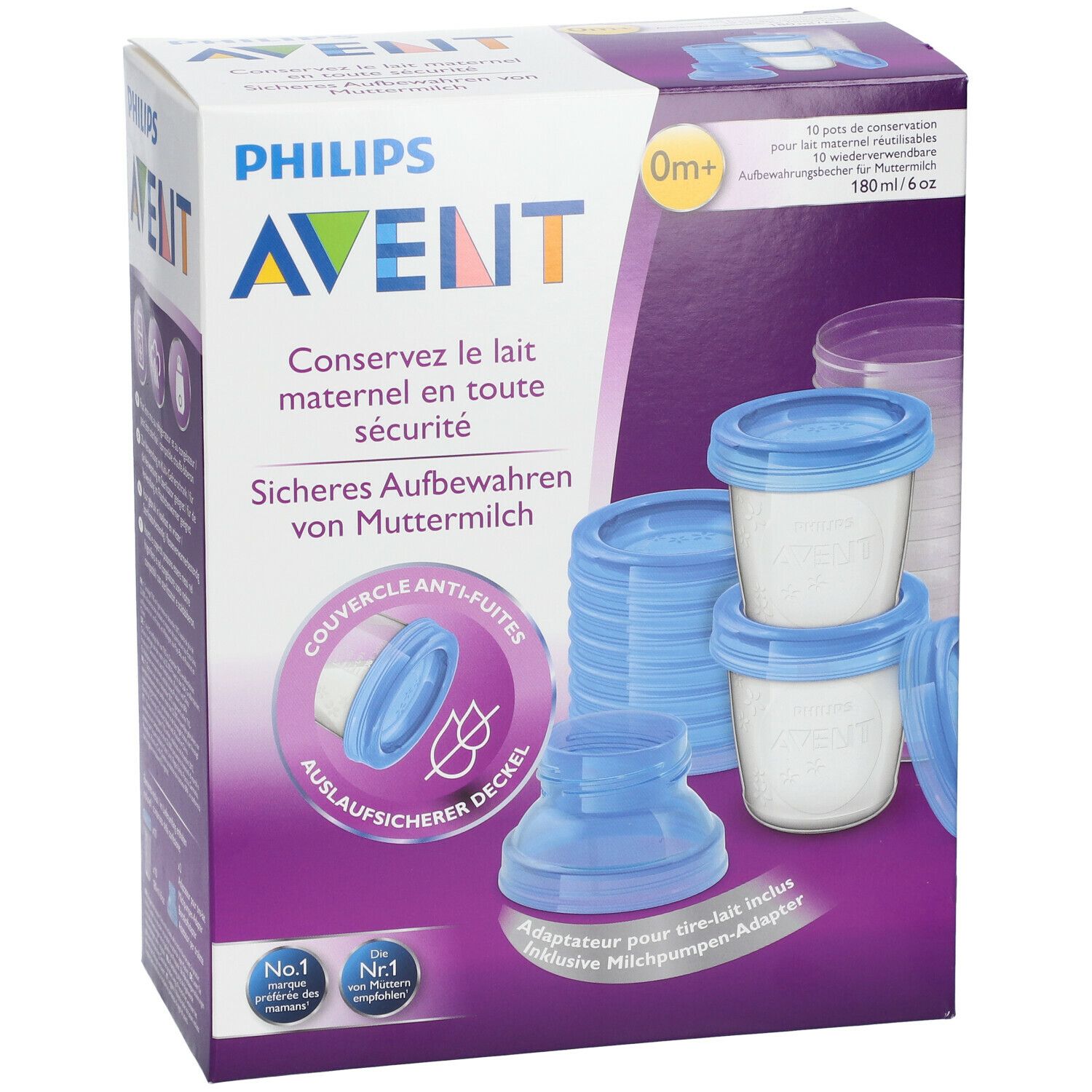 Philips Avent 10 Gläser zur Aufbewahrung von Muttermilch