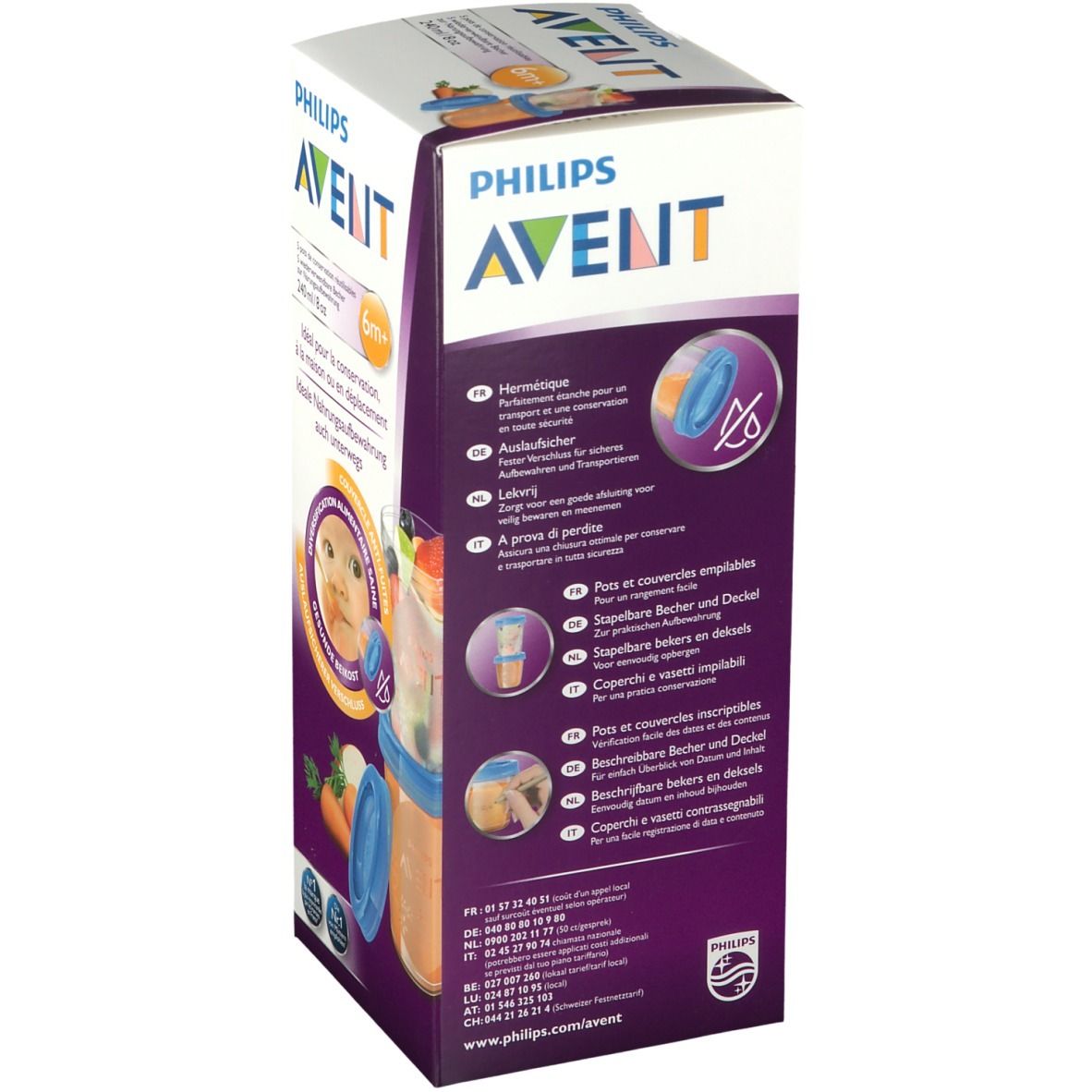 Philips Avent 5 pots de conservations réutilisables 240 ml