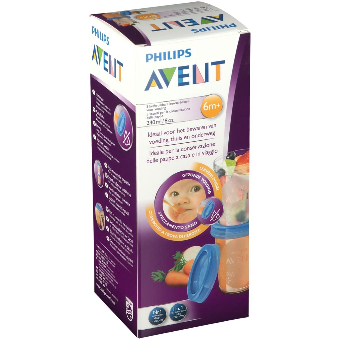 Philips Avent 5 pots de conservations réutilisables 240 ml