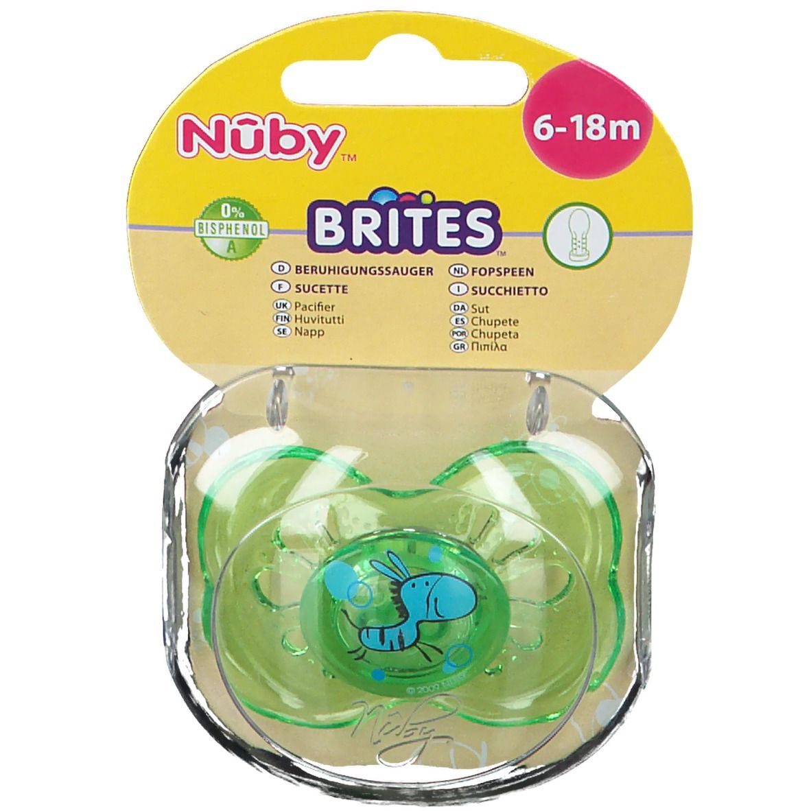 Nuby Sucette Brites™ Ovale classique - 6-18 m (Couleur non sélectionnable)