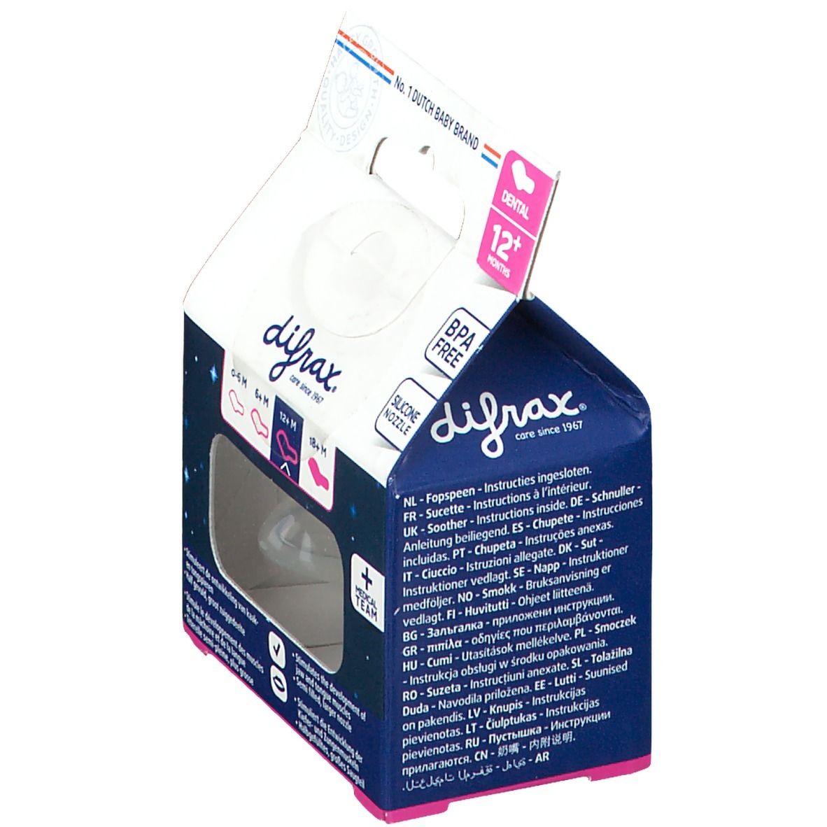 Difrax® Sucette dental nuit +12 Mois