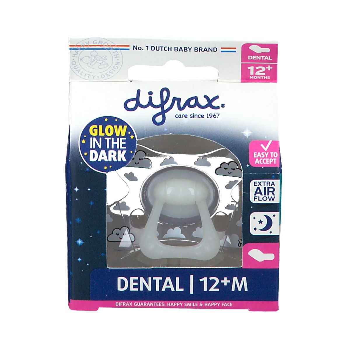 Difrax® Sucette dental nuit +12 Mois