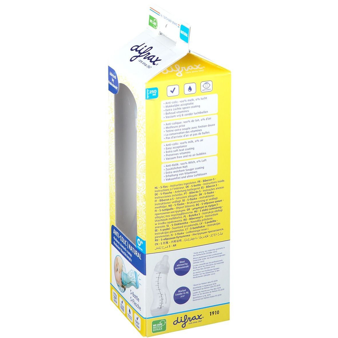 Verpackung mit Produktinformationen. Text und Illustrationen zeigen Funktionen. Logo und Produktname sichtbar.