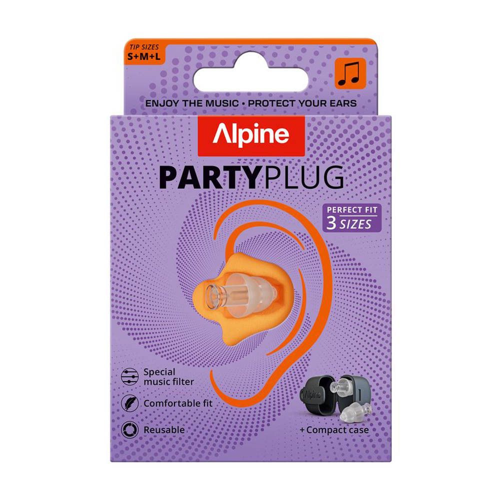 Emballage de bouchons d'oreille Alpine PartyPlug. Contient des bouchons d'oreille, une protection auditive et un étui. 3 tailles.