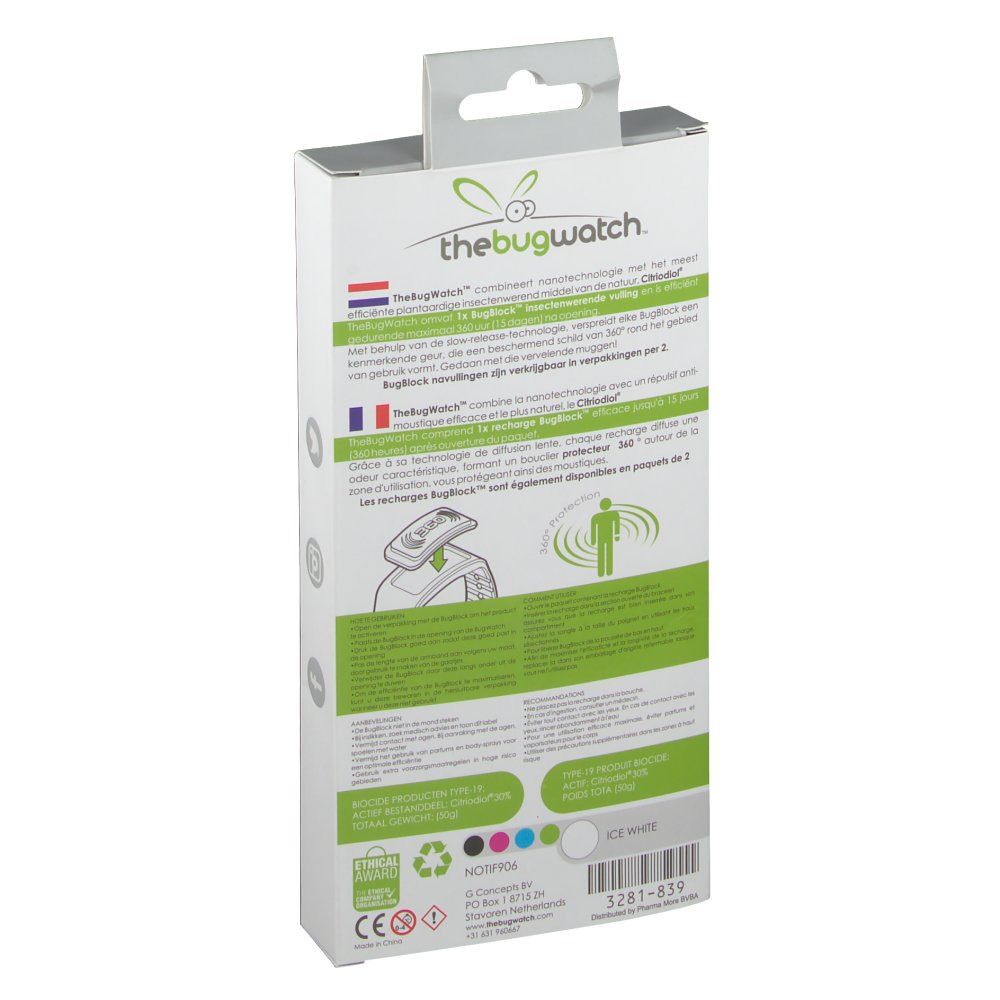 Bug Watch Bracelet Anti-Moustique Ice White