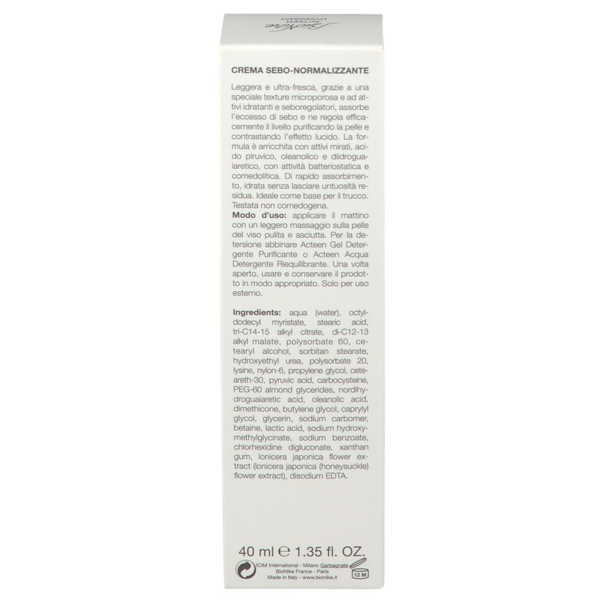 BioNike ACTEEN Hydramat Sebum-normalisierende Creme