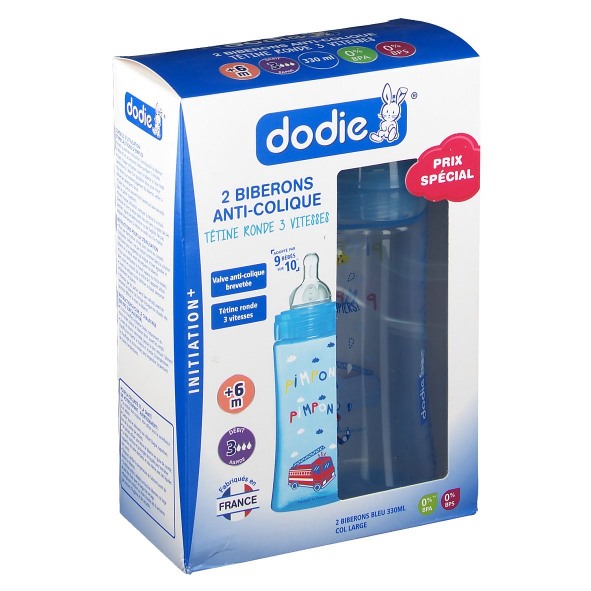 dodie® Biberon Initiation+ 330 ml col large