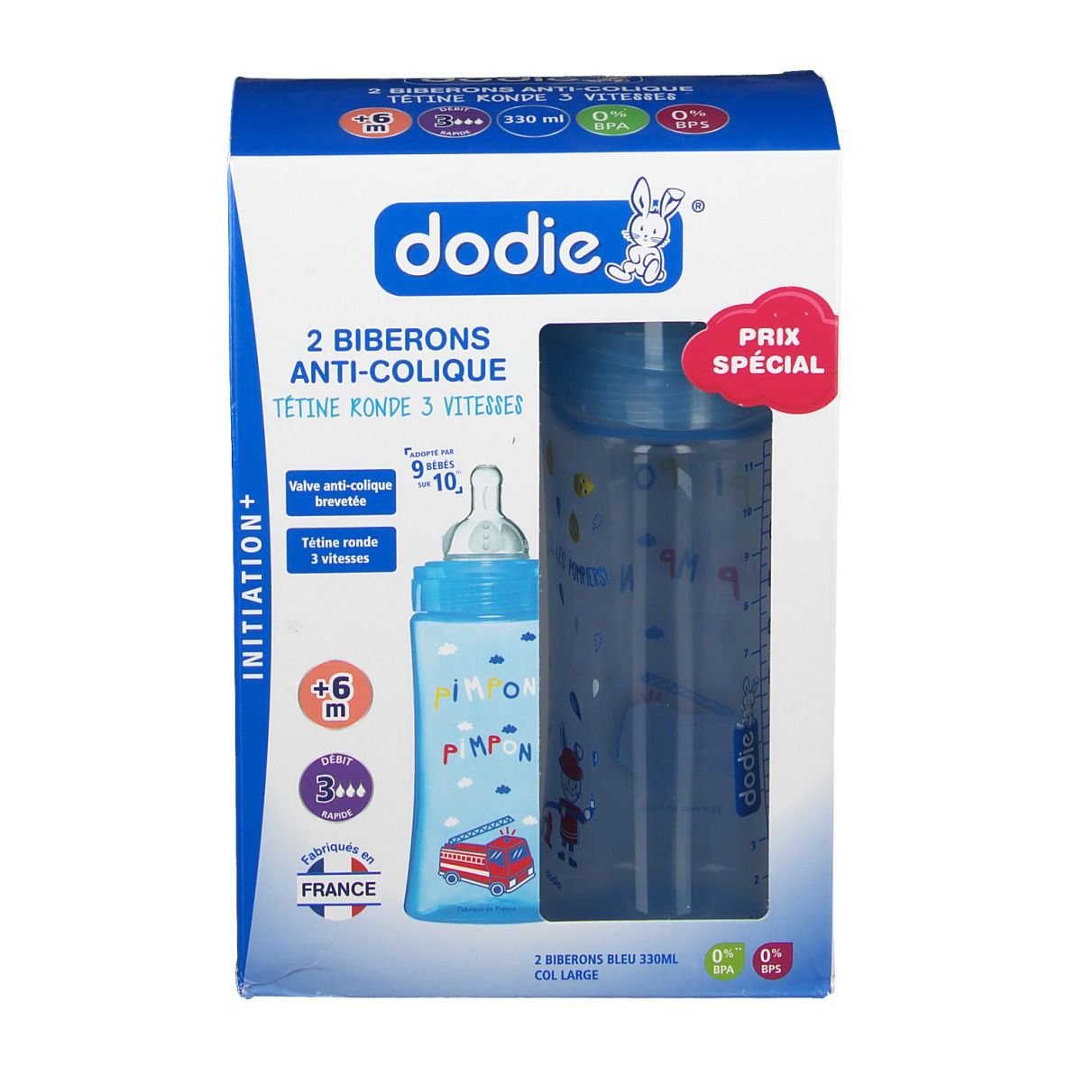 dodie® Biberon Initiation+ 330 ml col large