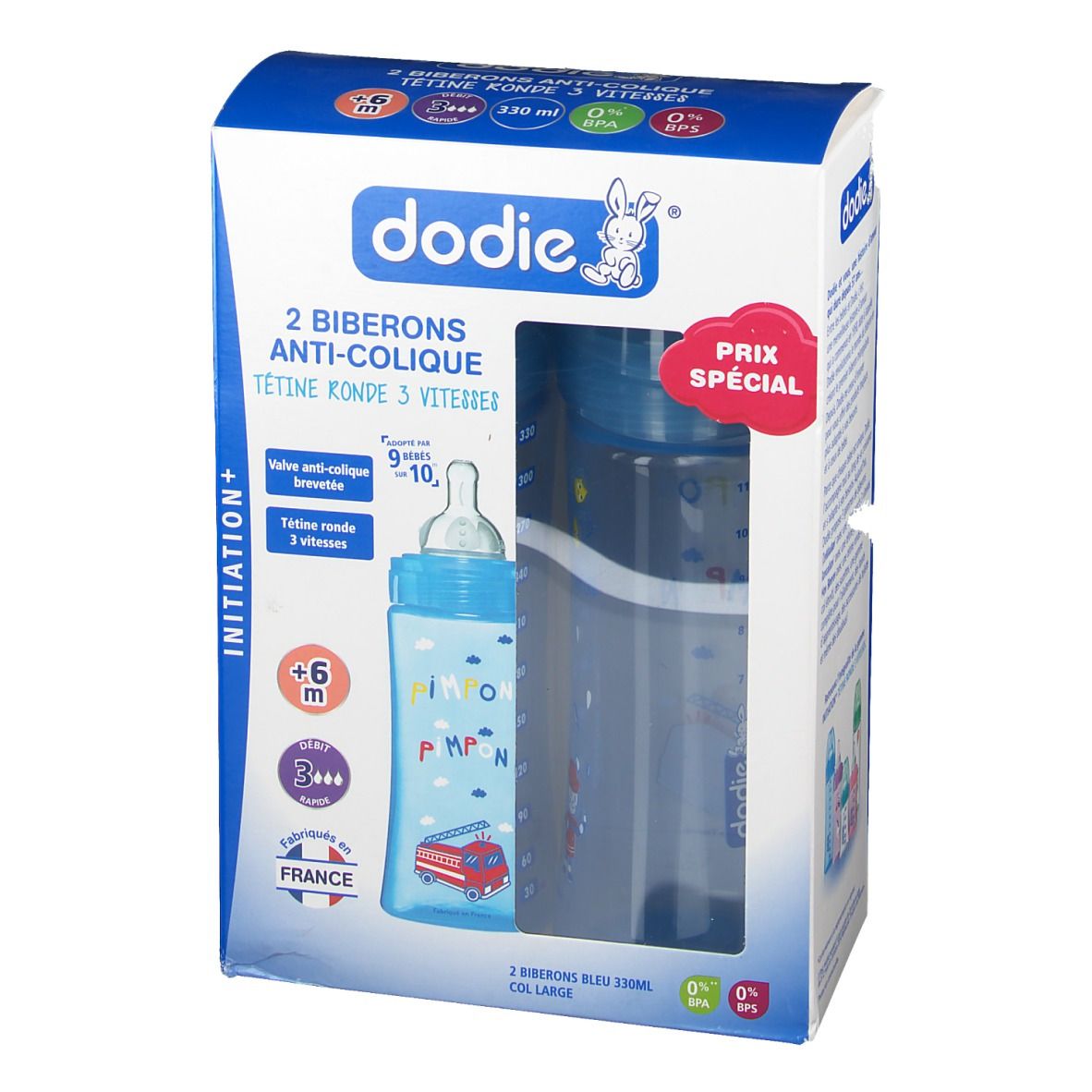 dodie® Biberon Initiation+ 330 ml col large
