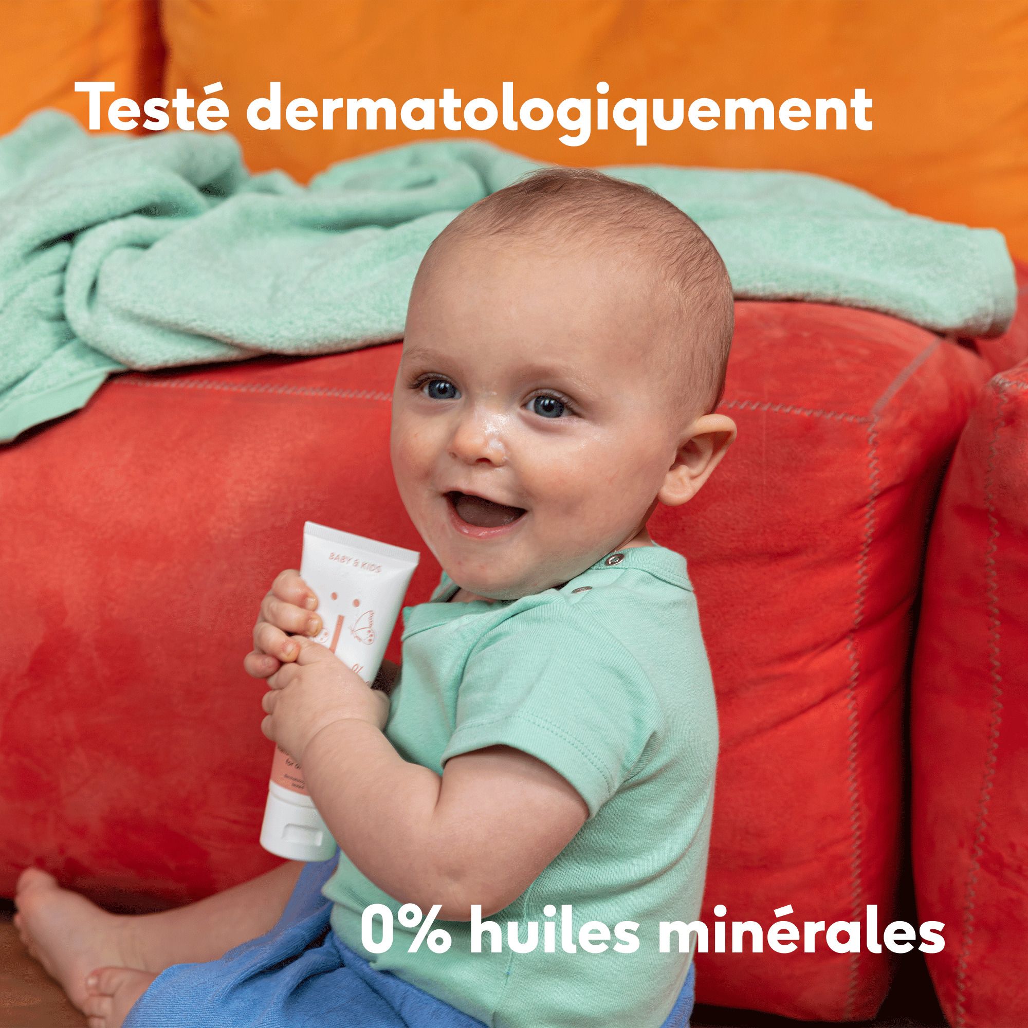 Côté de l'emballage NAÏF® Baby & Kids Crème. Texte.