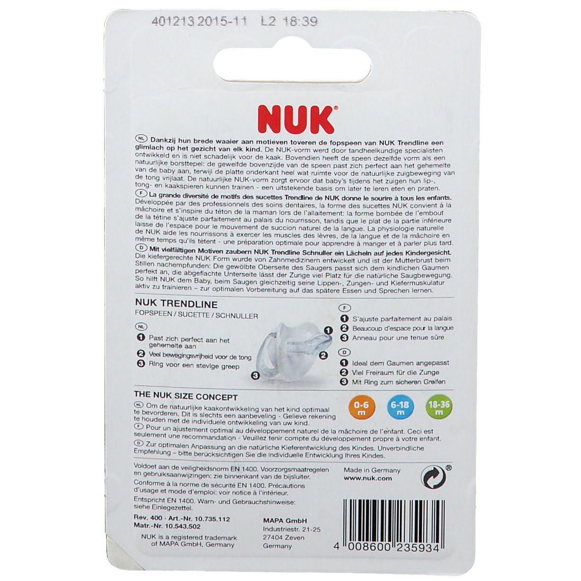NUK® Silikon Schnuller hellblau 6-18 Monate