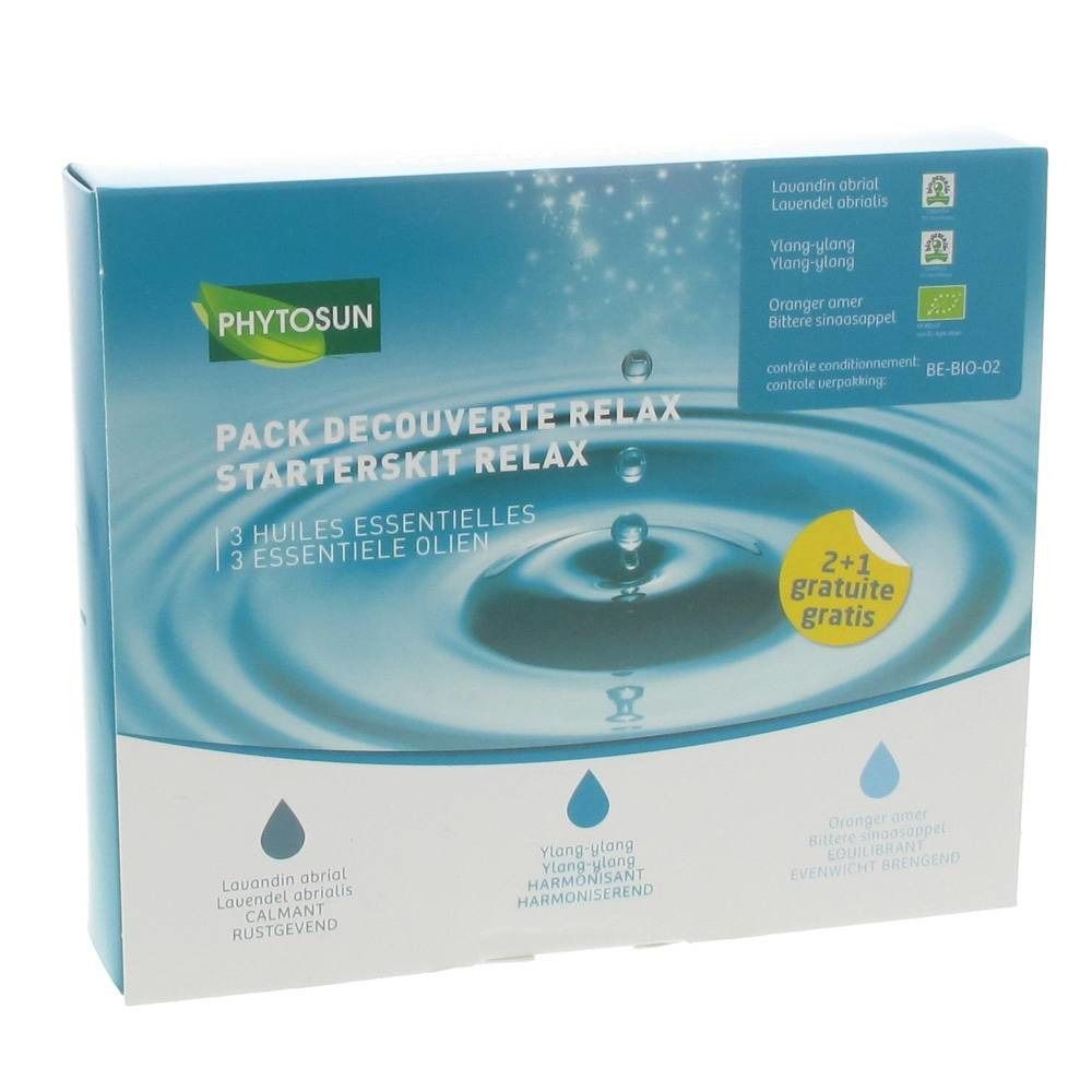 Kartonverpackung mit Produktnamen und Produktbezeichnung. Enthält 3 ätherische Öle. Mit 2+1 Gratis-Aufkleber.