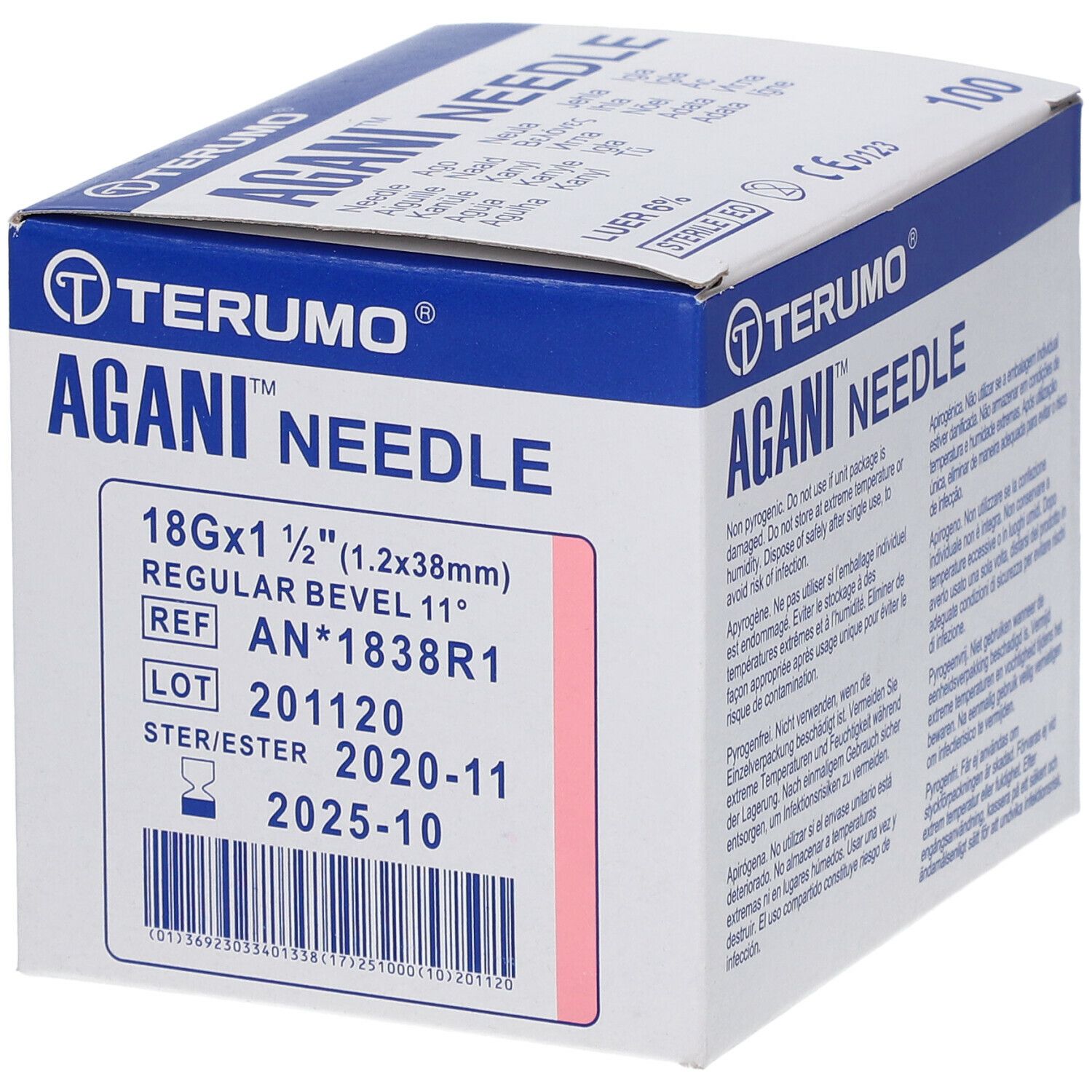 Terumo Agani™ Aiguilles 18G x 1 1/2 (1,2 x 38 mm) Rose
