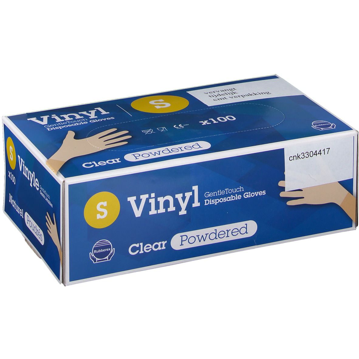 Vinyl Gentle Touch gants jetables transparents avec poudre Taille S