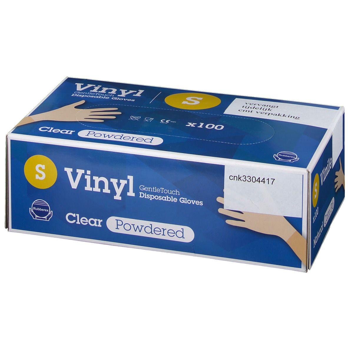 Vinyl Gentle Touch gants jetables transparents avec poudre Taille S
