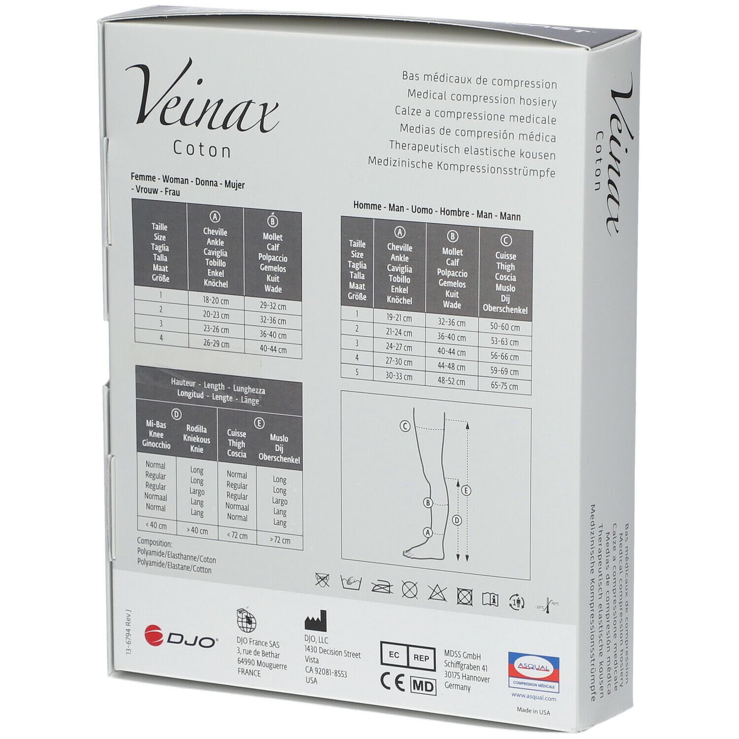 Veinax Bas Coton Homme Noir Class 2 Taille 2