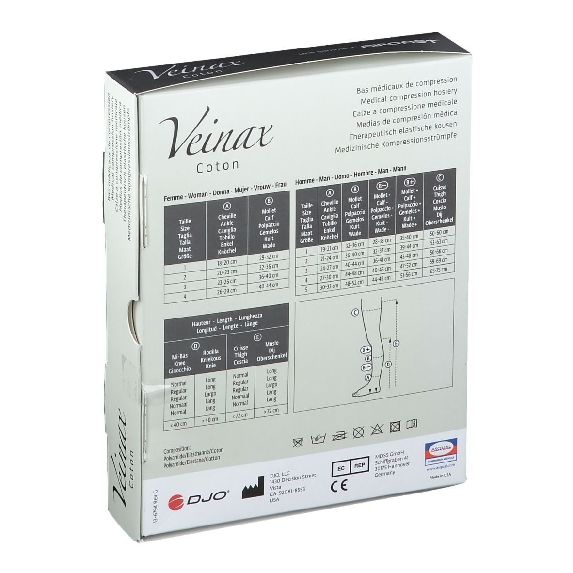 AIRCAST® Veinax Coton medizinische Männer Kompressionsstrümpfe Gr. 2