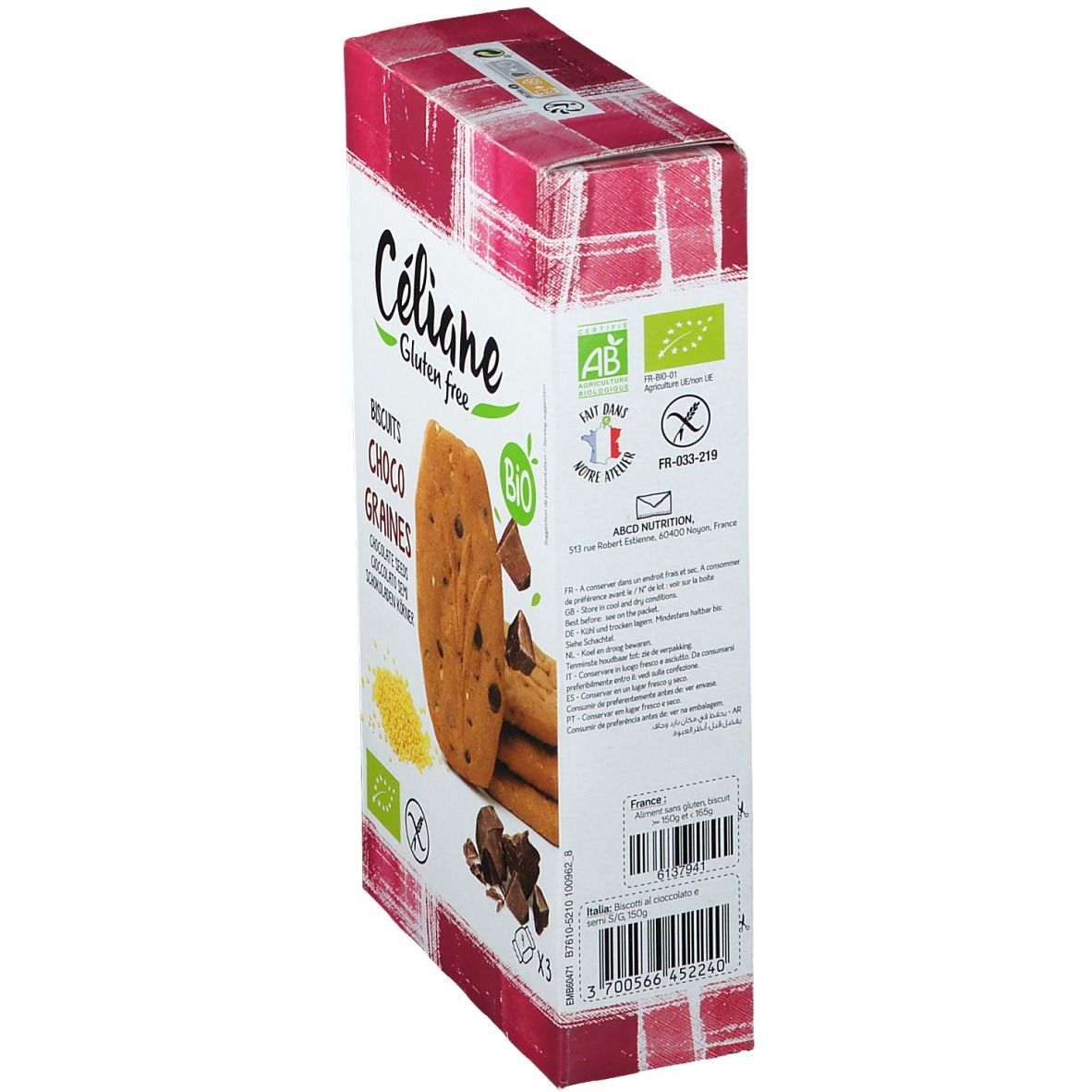 Céliane Gluten free Biscuits Choco graines