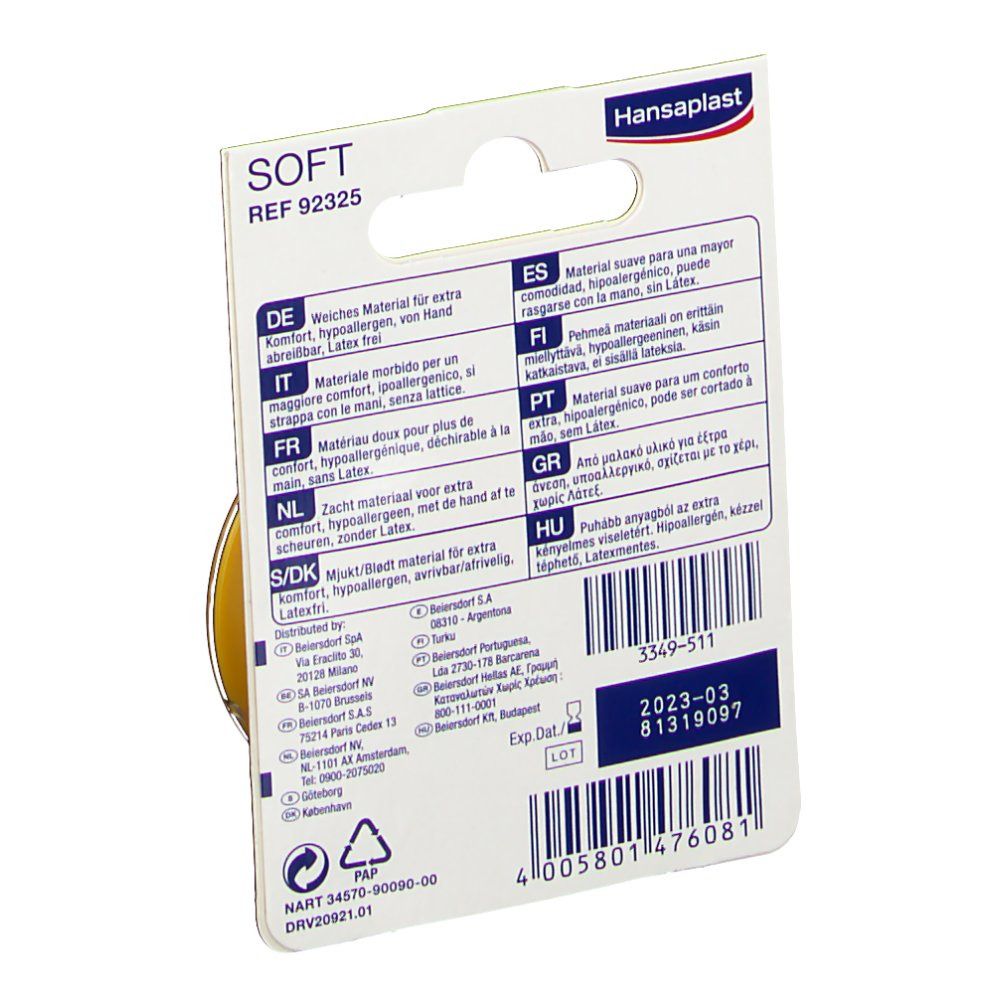 Hansaplast Soft Fixierpflaster 2,5 cm x 5 m