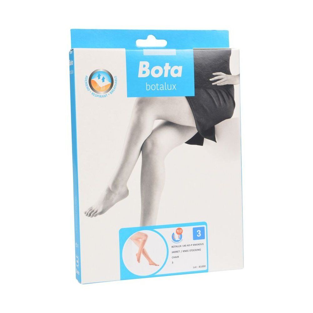Emballage avec "Bota Botalux" et image de jambes. Taille 3. Plus d'informations sur l'emballage.