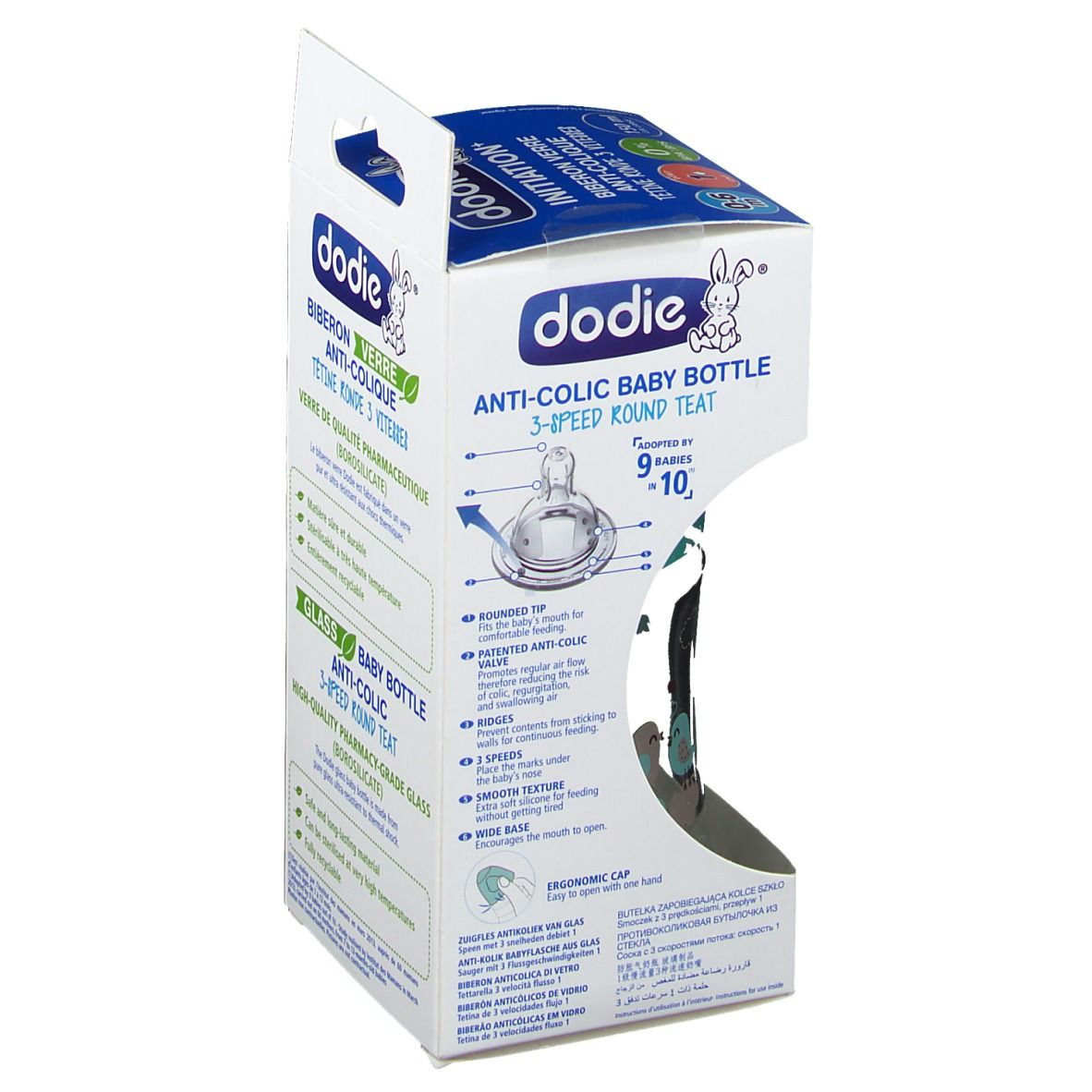 dodie® Weithals-Babyflasche aus Glas Initiation+