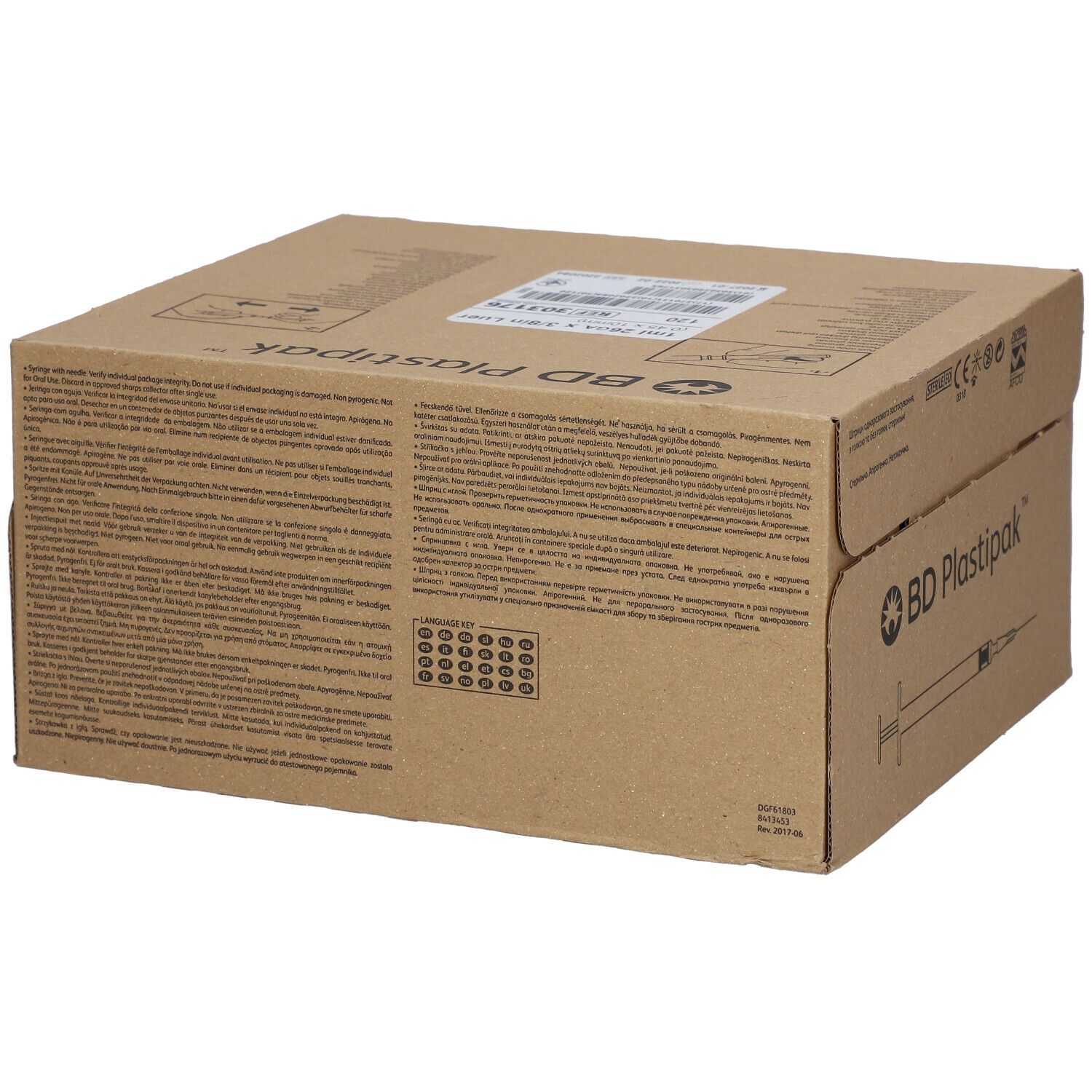 BD Plastipak-Spritze 26GA x 3/8in (0,45 x 10 mm) 1 ml mit Nadel