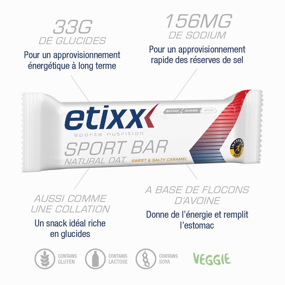 etixx Natural Oat Sport Bar goût caramel sucré & salé