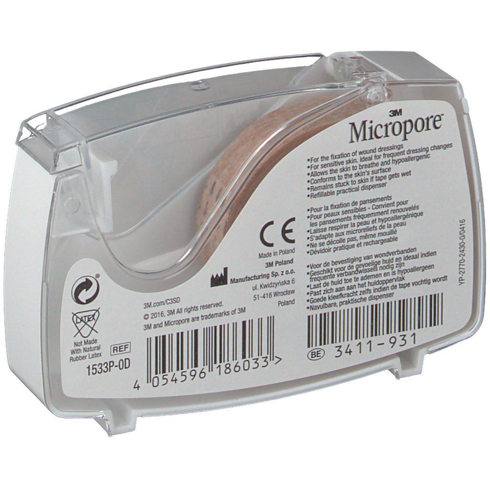 3M™ Micropore™ chirurgisches Pflaster für sensible Haut hautfarbend 1,25 x 9,14