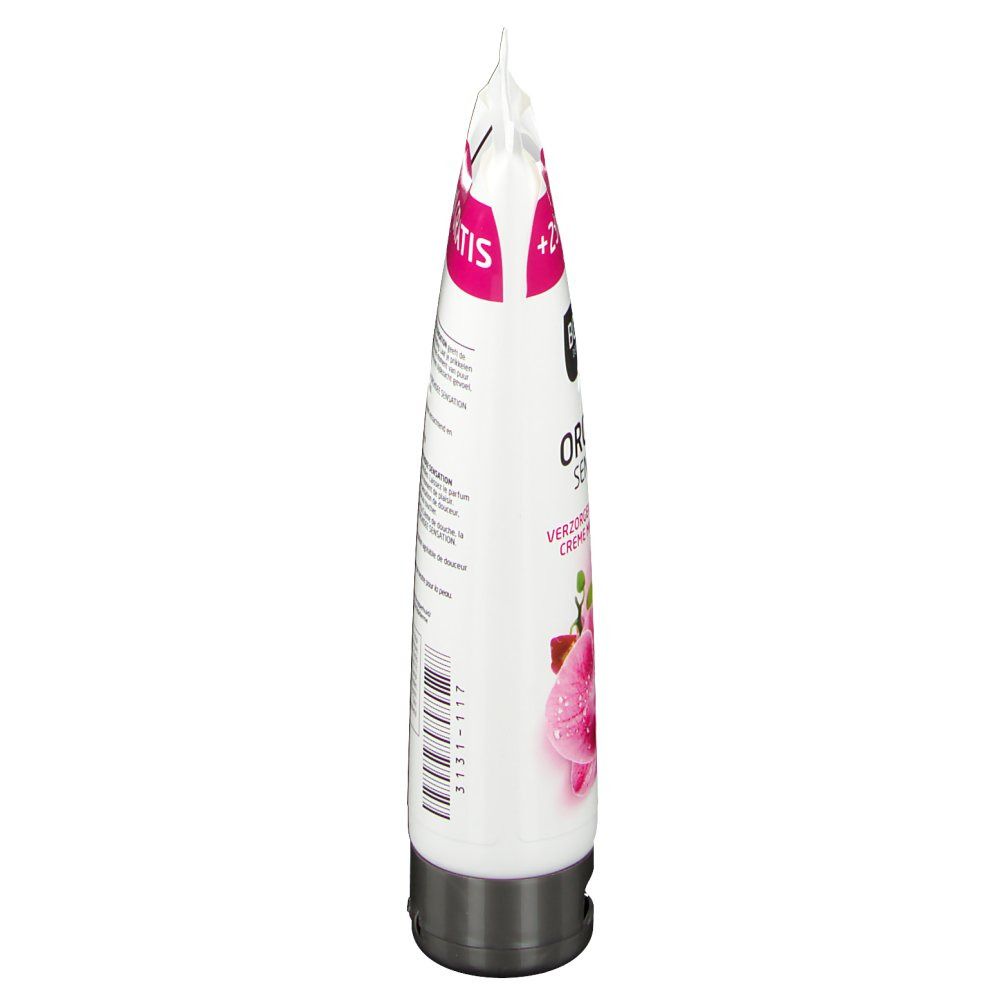Seitenansicht der Handcreme-Tube und Lippenbalsam. Aufschrift '+25ml GRATIS' und Produktname.