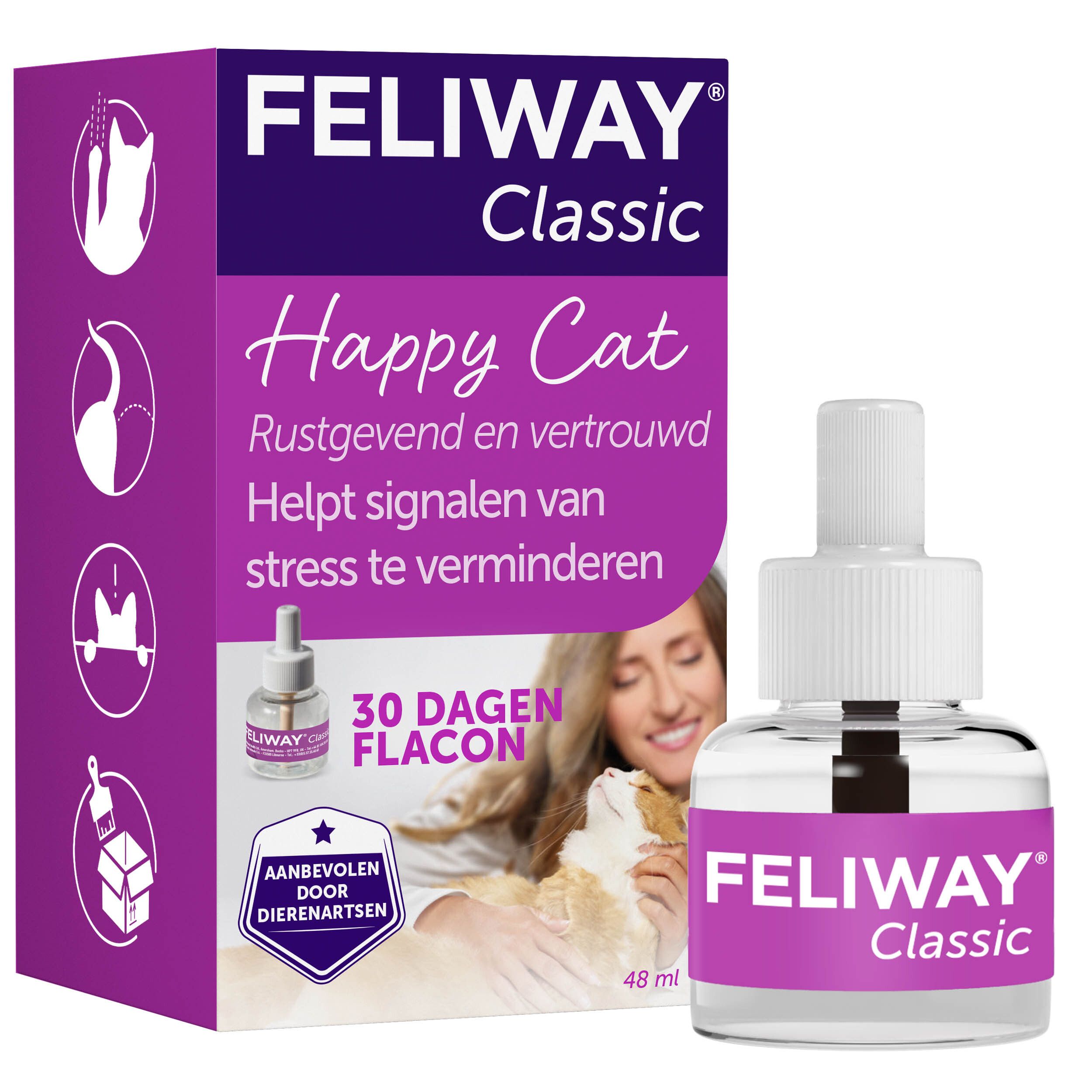 Feliway Classic Flakon und Box. Hilft, Stress bei Katzen zu reduzieren. Enthält 30 Tage Flakon. Veterinär empfohlen.