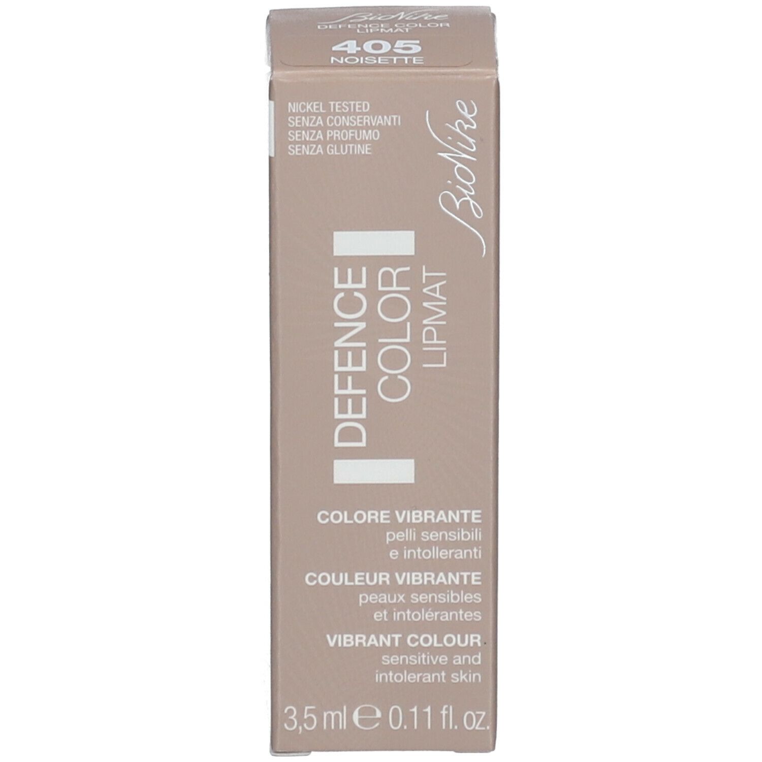 Emballage avec nom du produit, numéro de couleur et texte. Contient des informations sur le produit.