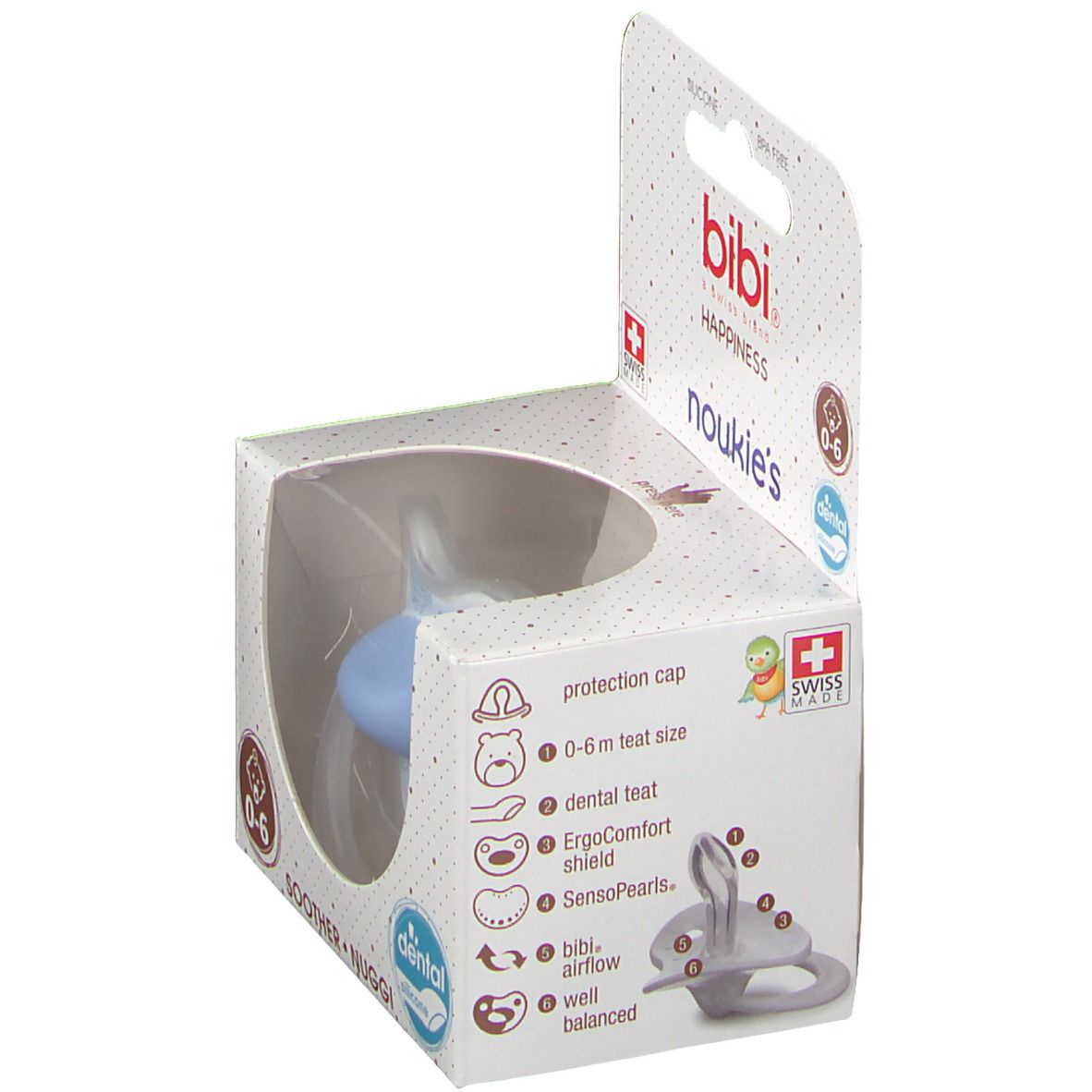 bibi® Happiness Sucette Dental noukie's 0 - 6 mois (Couleur non sélectionnable)