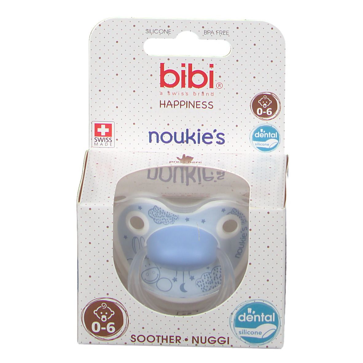 bibi® Happiness Sucette Dental noukie's 0 - 6 mois (Couleur non sélectionnable)