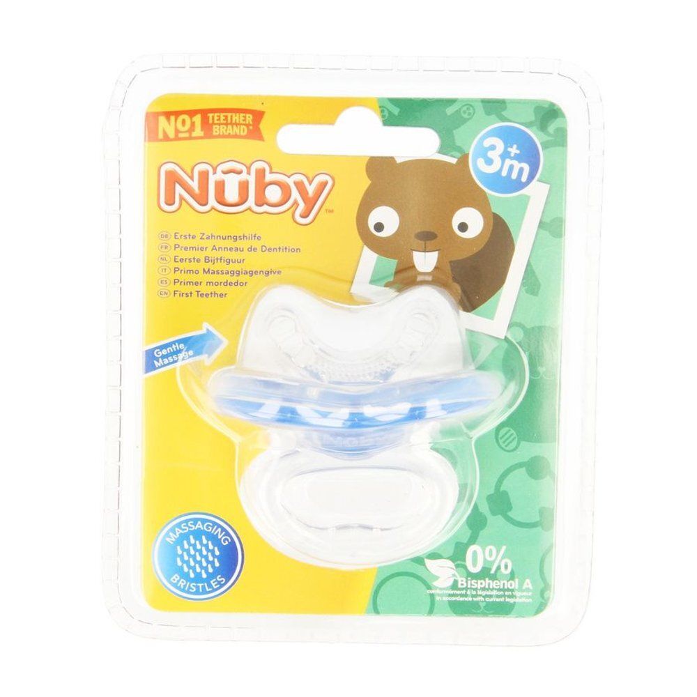 Nuby Beißring in Blau, für Babys ab 3 Monaten.