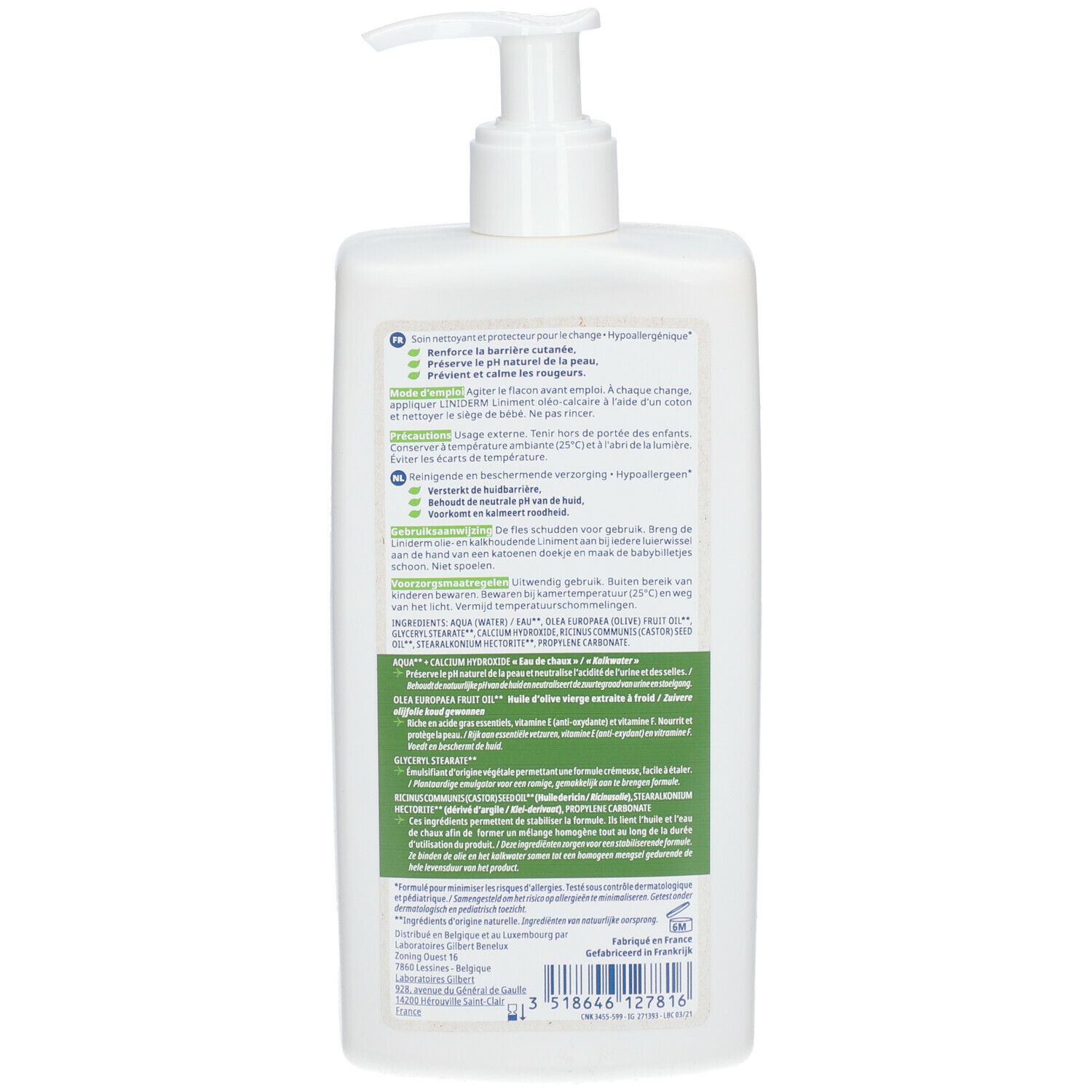 Liniderm Liniment Huile d'Olive Eau de Chaux