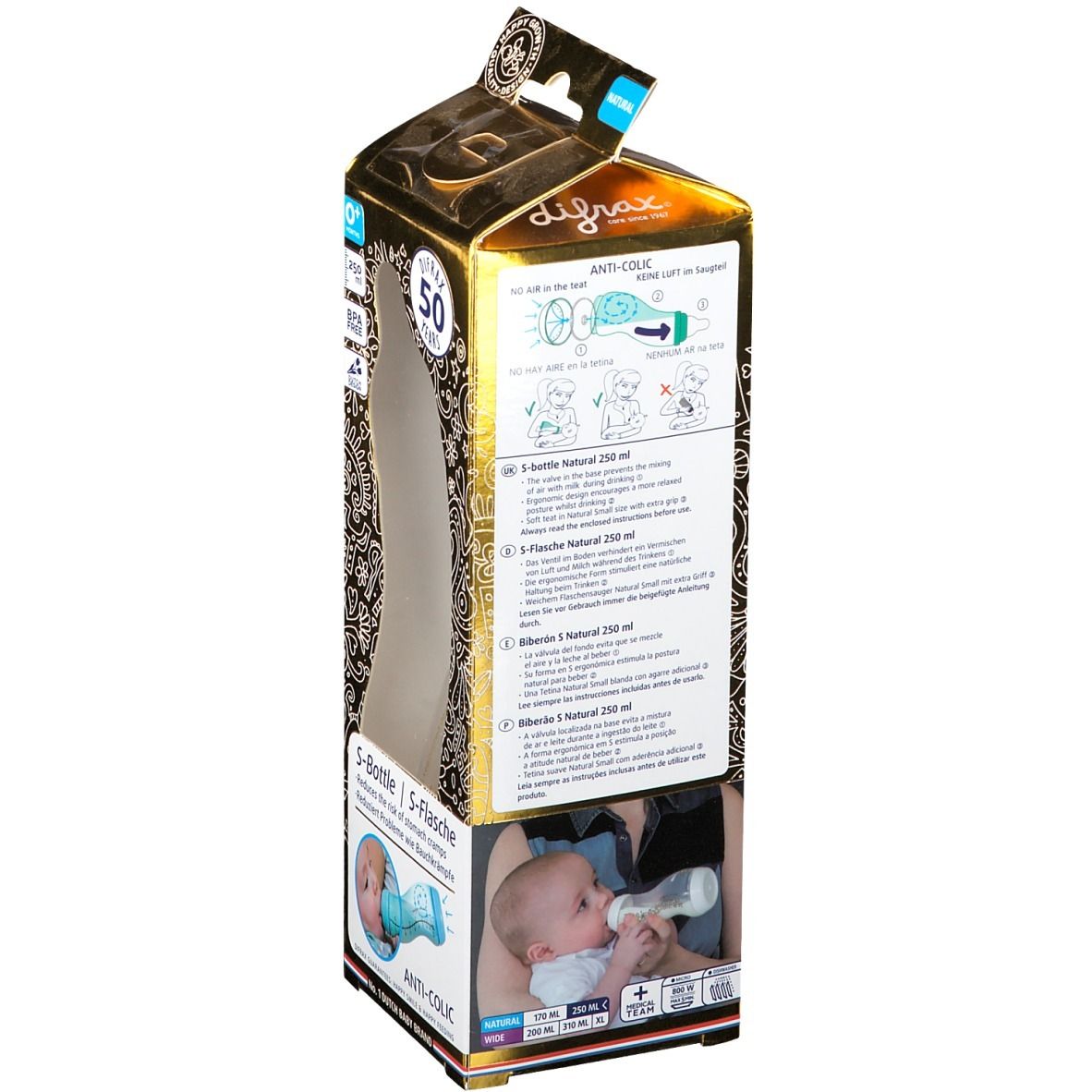 Dufrax® Biberon S Natural 250 ml - d'Or