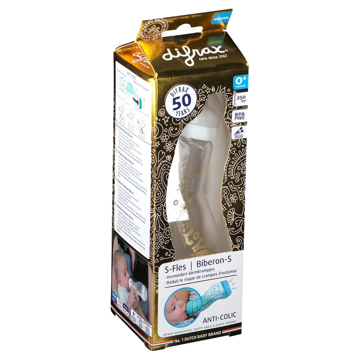 Dufrax® Biberon S Natural 250 ml - d'Or