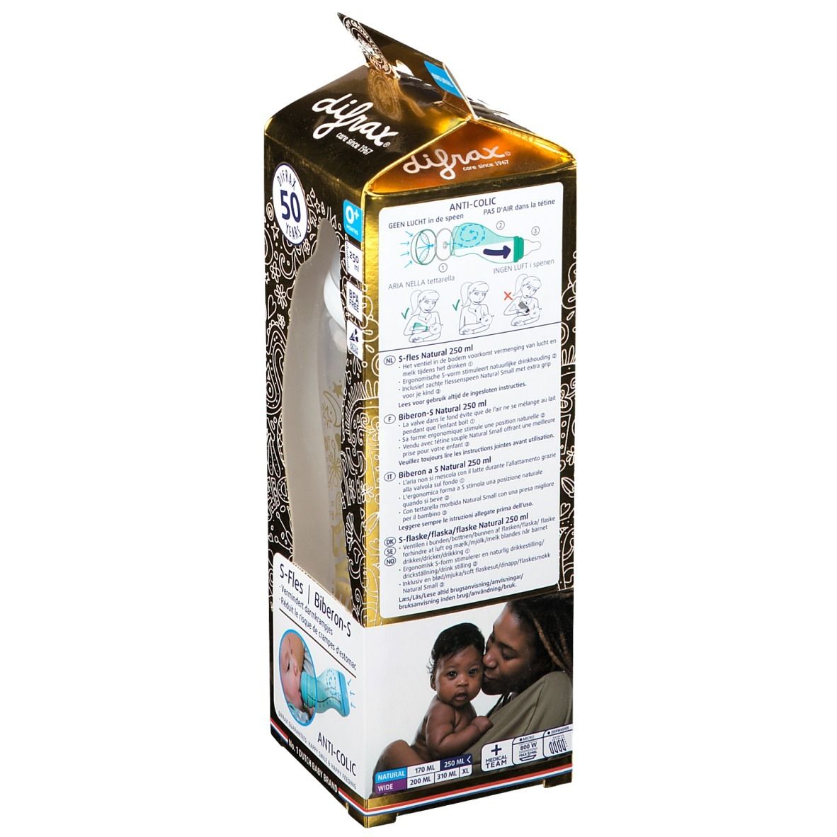 Dufrax® Biberon S Natural 250 ml - d'Or