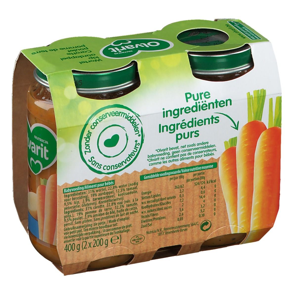 Olvarit | Petit Pot | Repas Bébé Dès 8 Mois | Carotte Poulet Pommes De Terre