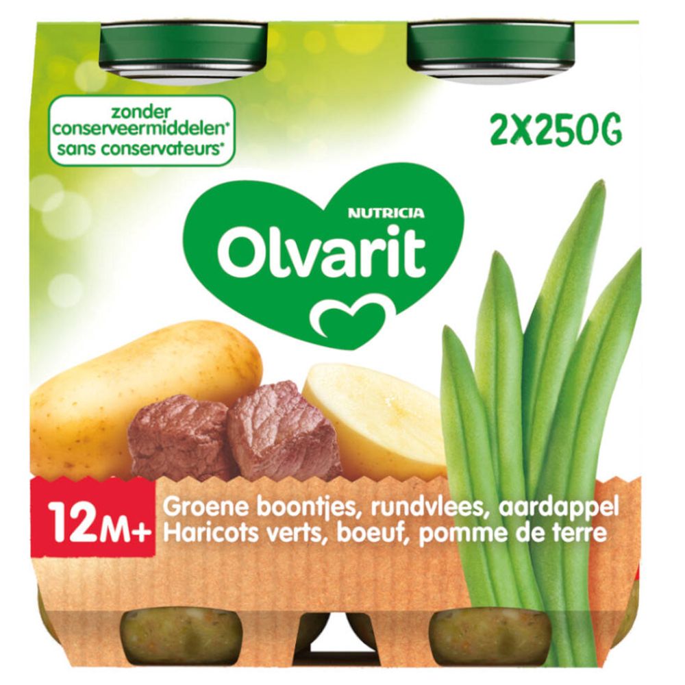 NUTRICIA Olvarit Grüne Bohnen, Rindfleisch und Kartoffeln 12+ Monate