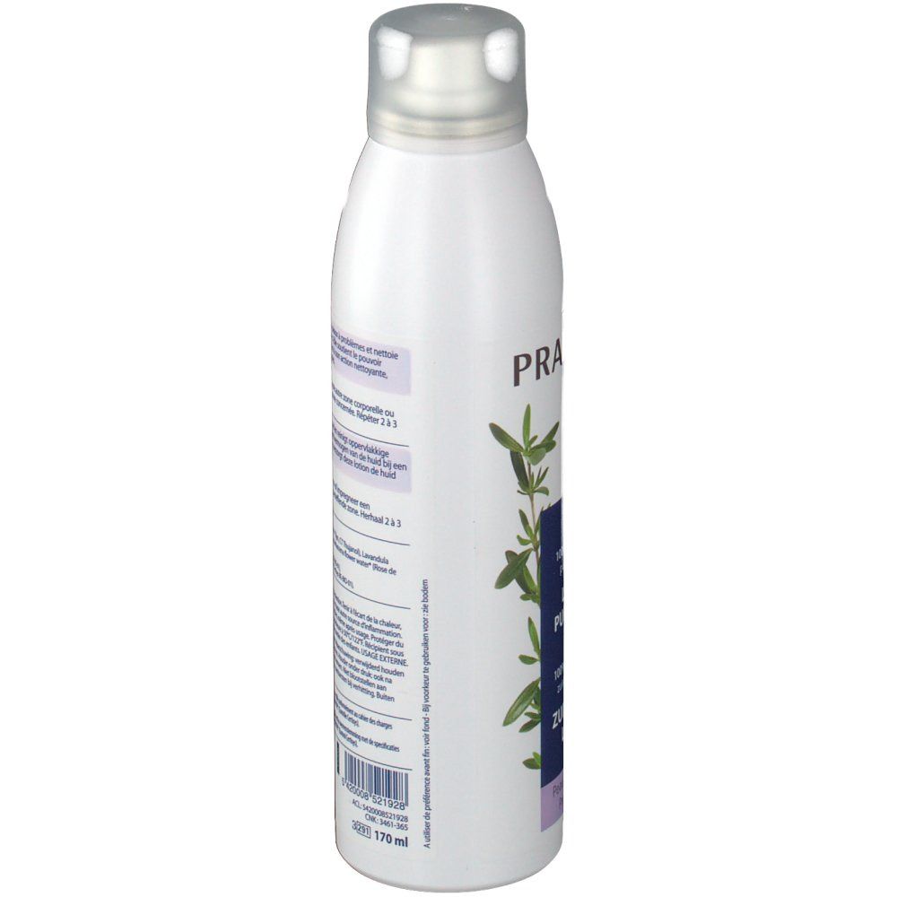 Weiße Flasche mit silbernem Deckel. Rückseite mit Text in mehreren Sprachen. Barcode und weitere Informationen.