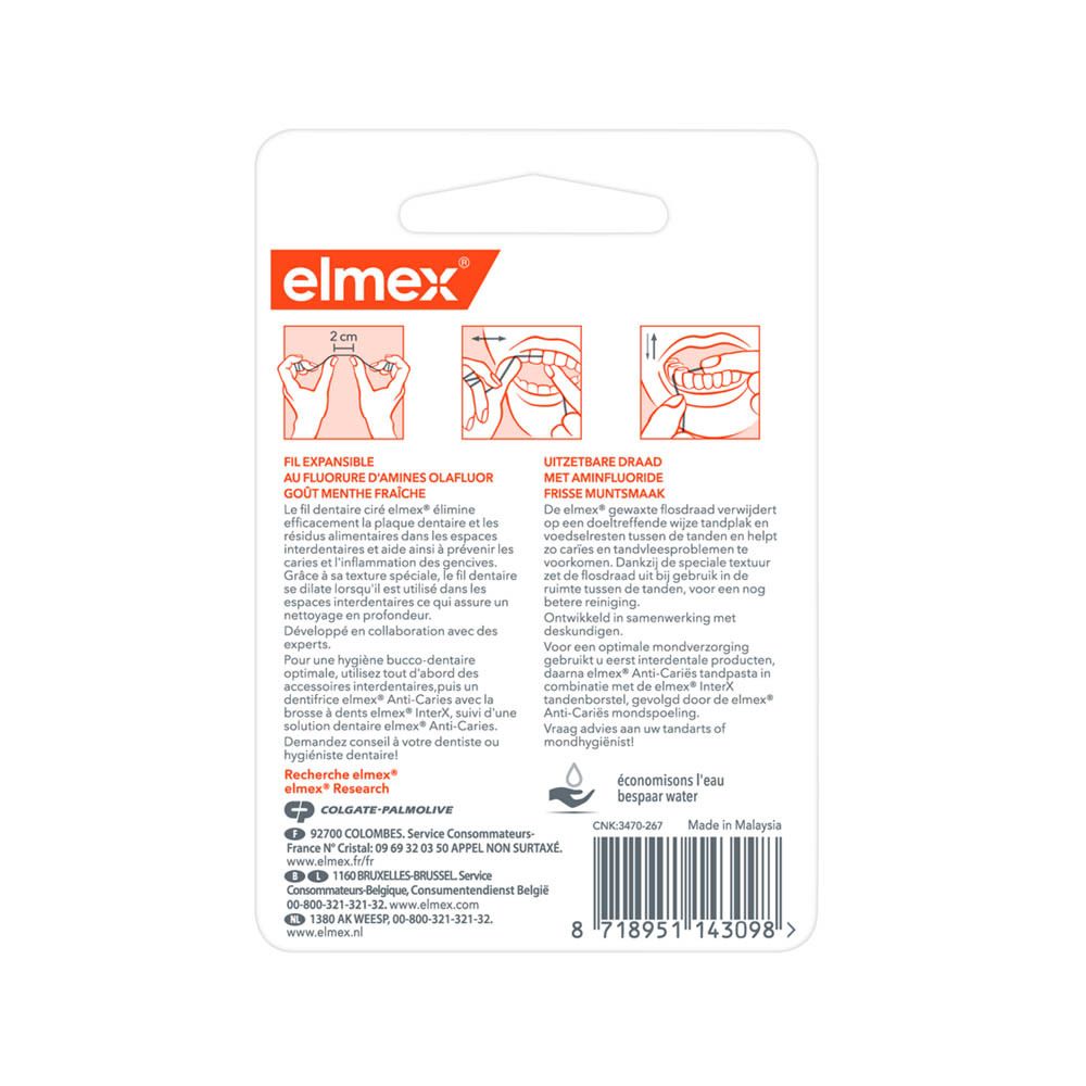 elmex® fil dentaire ciré au fluorure d'amines