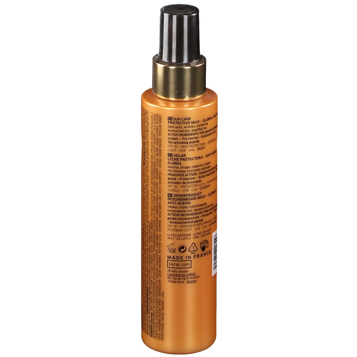 LIERAC SUNISSIME Lait protecteur vitalisant anti-âge SPF 30