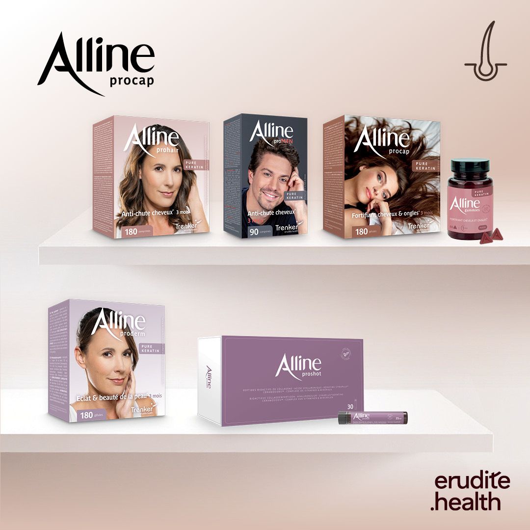 Emballage Alline Procap, 180 gélules, pour la croissance des cheveux.