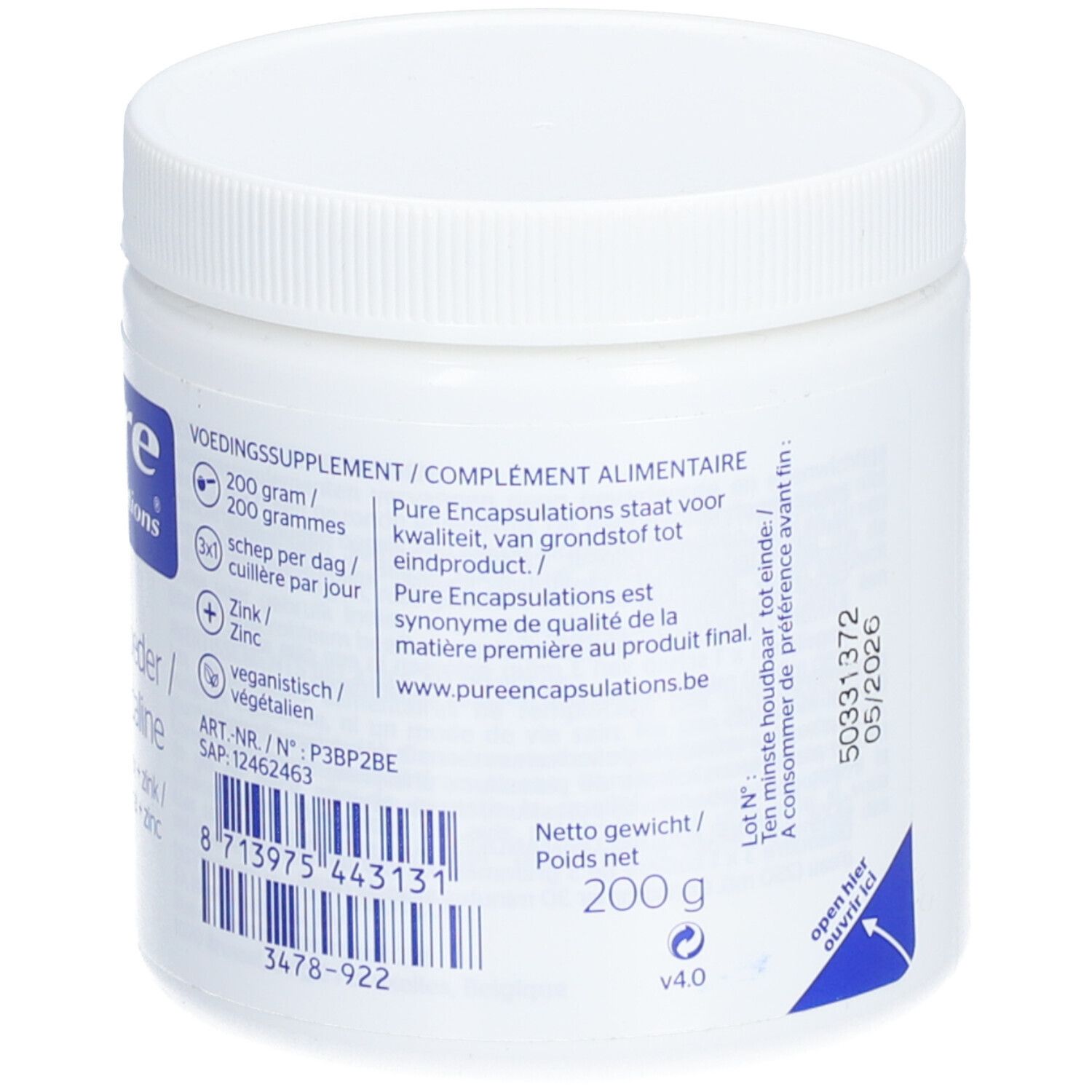 Pure Encapsulations Poudre Alcaline Pure 365